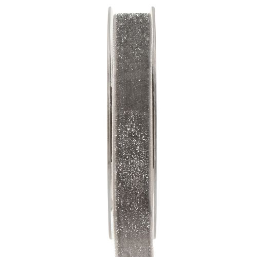 Floristik24 Ruban de velours avec ruban décoratif pailleté velours gris argent 20mm 10m