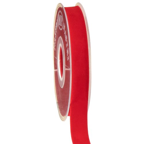 Floristik24 Ruban de velours rouge décoratif 15 mm 7 m