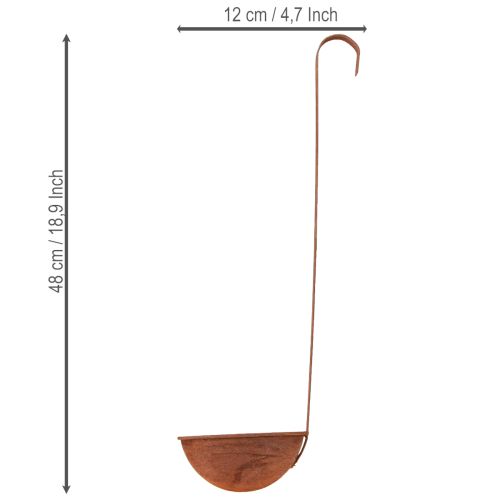 Article Pot de plantation, louche décorative, finition rouille, Ø12cm, 3 pièces