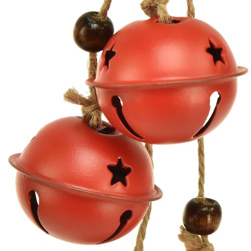 Article Accroche-cloche Cloches de Noël rouge 28cm lot de 2