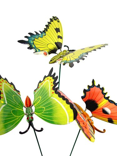 Article Papillons sur le bâton 17cm couleurs différentes