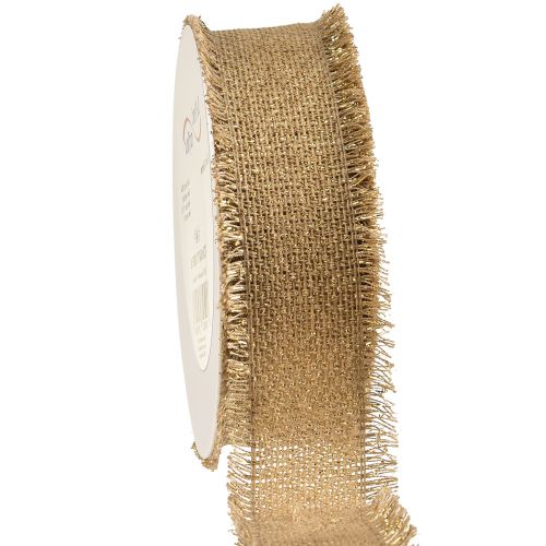 Floristik24 Ruban décoratif franges marron doré L40mm L15m