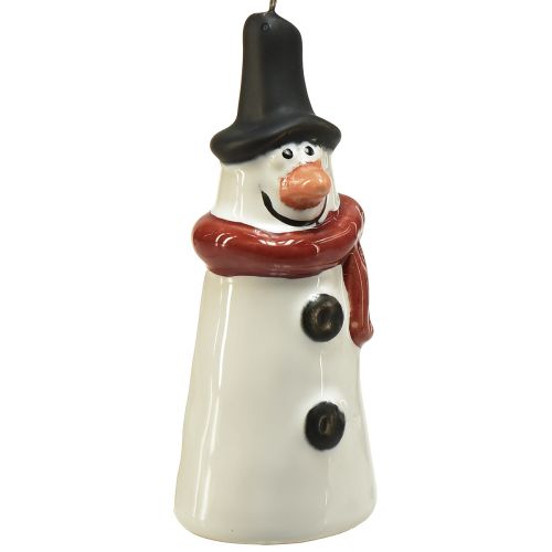 Article Décoration à suspendre en forme de bonhomme de neige joyeux – Blanc avec écharpe rouge et chapeau noir, 7,5 cm – Parfait pour les sapins de Noël festifs – 6 pièces