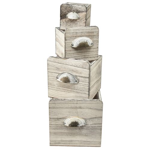 Article Boîtes à tiroirs en bois avec poignée – Solution de rangement élégante et fonctionnelle – Lot de 4