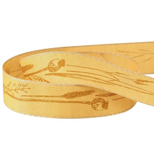 Article Ruban de soie automne avec herbes ruban décoratif jaune 25mm 18m