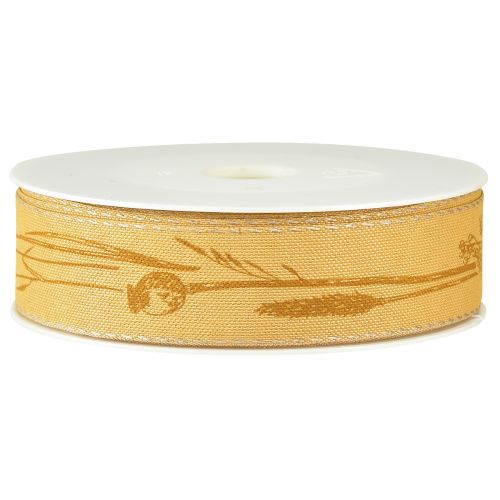 Article Ruban de soie automne avec herbes ruban décoratif jaune 25mm 18m