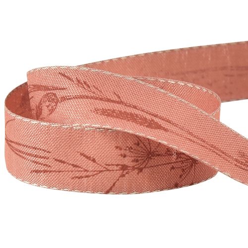 Article Ruban de soie automne avec herbes ruban décoratif rouge 25mm 18m
