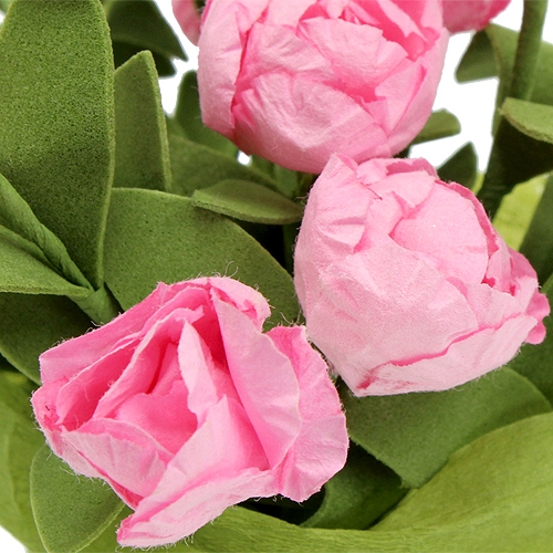 Floristik24 Décoration de table mini roses en rose 16cm