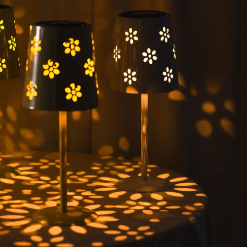 Article Lampe de table solaire LED à motif floral, éclairage d'ambiance extérieur, 28 cm