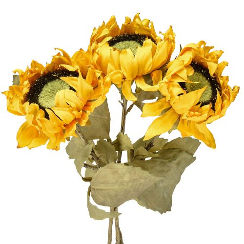 Tournesols artificiels, décoration tournesol, Drylook, L60cm, 3 pièces