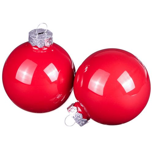 Article Boules de Noël boules de sapin rouge verre brillant Ø6cm 24 pcs