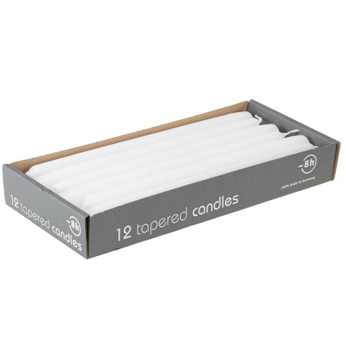 Article Bougies coniques 250/23 bougies blanches 12 pièces