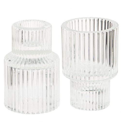 Bougeoir bâton verre photophore Ø5cm H8cm 4 pcs
