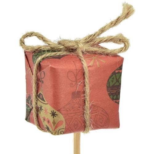 Article Bouchon fleur cadeau rouge vert beige naturel 3,5cm 12 pcs