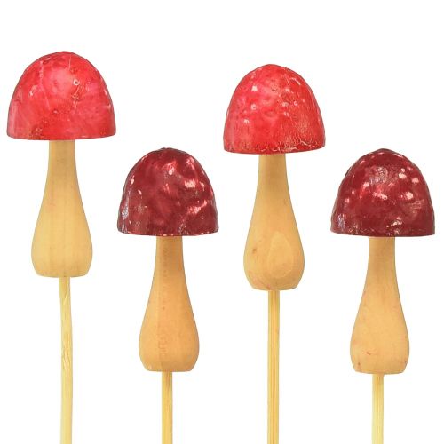 Article Bouchon de fleur champignon bouchon décoratif en bois rouge Ø2,5cm 8 pièces