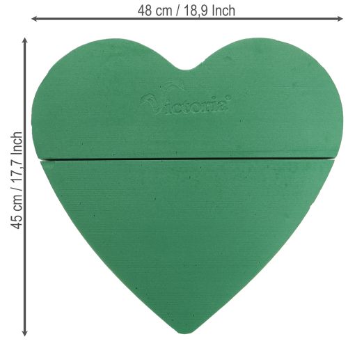 Article Grand cœur en mousse florale humide vert 48 cm 2 pièces