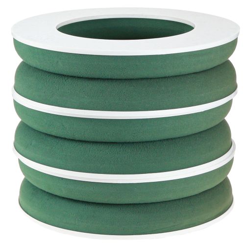 Article Couronne florale en mousse OASIS®, anneau vert, H3 cm, Ø25 cm, 6 pièces