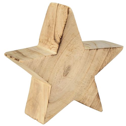 Article Étoile décorative rustique en bois de paulownia - design naturel, Ø 15 cm, 6 cm d&#39;épaisseur - décoration en bois polyvalente - 2 pièces