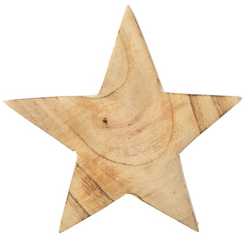 Article Étoile décorative rustique en bois de paulownia - design naturel, Ø 15 cm, 6 cm d&#39;épaisseur - décoration en bois polyvalente - 2 pièces