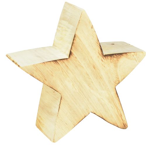 Floristik24 Étoile décorative rustique en bois - aspect bois naturel, 20x7 cm - décoration de pièce polyvalente