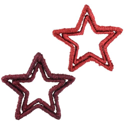 Article Étoile à poser décoration de Noël jute rouge 13/18cm 4pcs