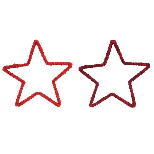 Article Étoiles pour couronne de l&#39;Avent décoration de Noël jute rouge 15cm 8 pcs