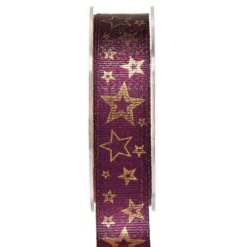 Article Ruban Etoile Ruban Noël Violet Or Glamour W25mm L15m