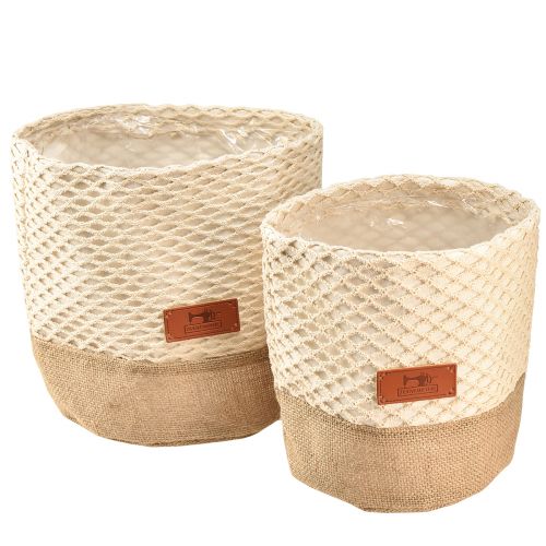 Floristik24 Corbeille en tissu Jardinière Utensilo crème naturelle Ø16cm Ø19cm