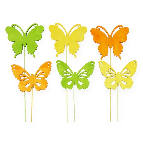 Papillons déco sur fil 3 couleurs 8cm 18P