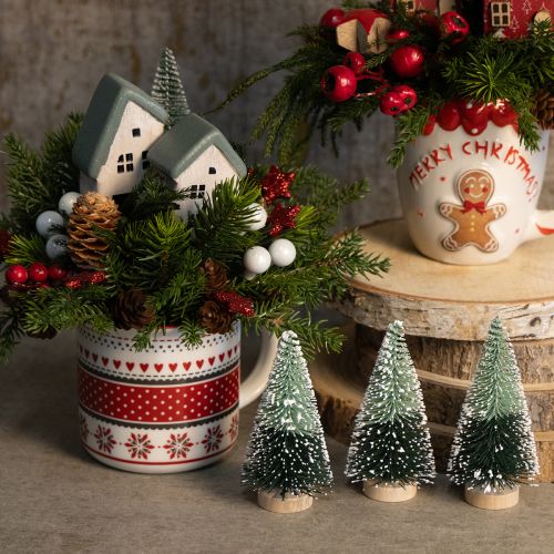 Article Mini sapin de Noël artificiel enneigé Ø5cm H10cm, lot de 6