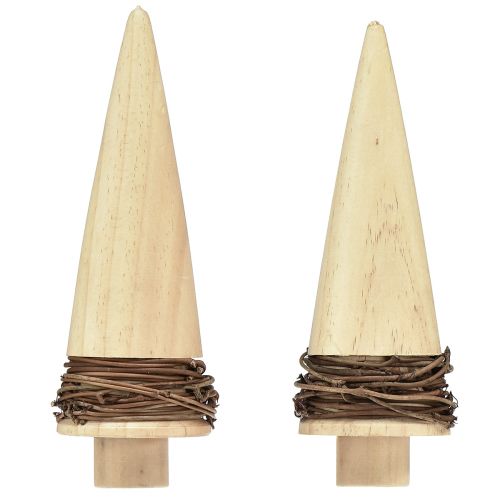 Article Décoration de table sapin de Noël en bois naturel Noël H18cm 2 pcs