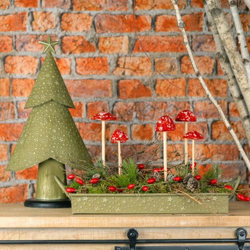 Sapin de Noël métal bois étoiles argent vert H46,5cm