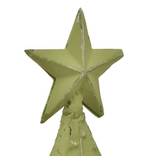 Article Sapin de Noël métal bois étoiles argent vert H46,5cm