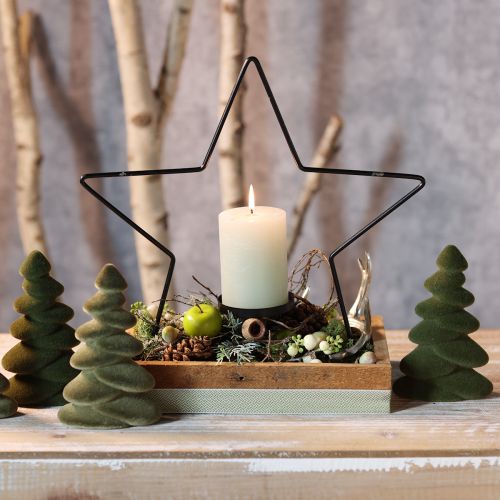Article Déco de table Sapins de Noël floqués Vert 16,5 cm 4 pcs