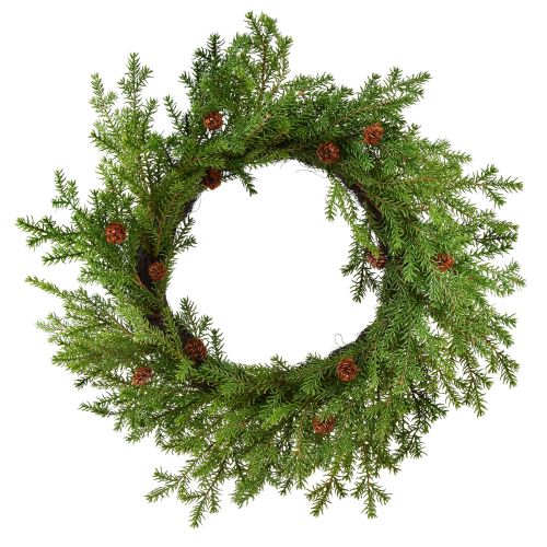 Article Couronne de sapin artificiel avec cônes vert marron Ø49cm