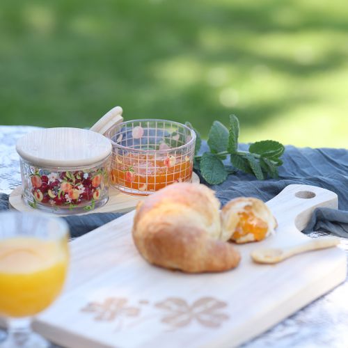 Article Coffret Tapas avec pots de confiture de pêches sur plateau 20 × 10 × 6,5 cm