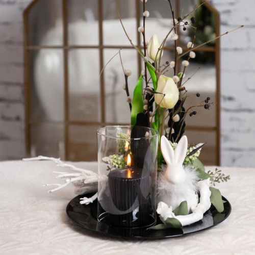 Article Assiette décorative noire plate en plastique brillant Ø28cm H2cm