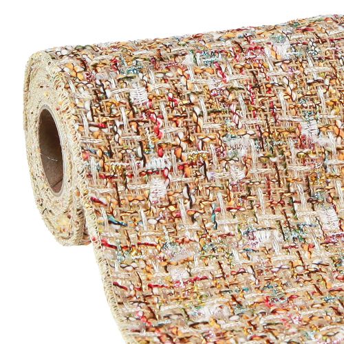 Floristik24 Chemin de table beige coloré paillettes vintage rétro L19cm L1,5m