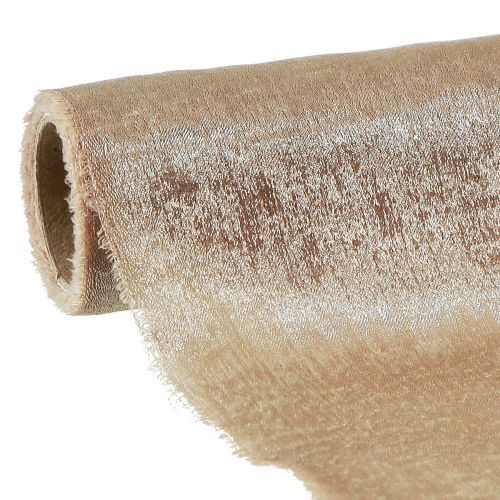 Article Ruban de table effiloché beige doré vintage L47cm L1,5m