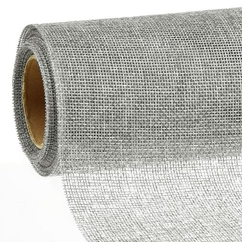 Article Chemin de table gris avec jute, tissu décoratif 29×450cm - Chemin de table élégant pour votre décoration de table de fête