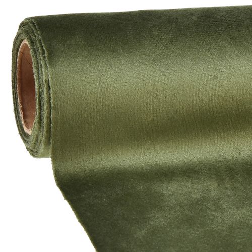 Floristik24 Chemin de table en velours vert foncé, 28×270cm - chemin de table élégant en tissu décoratif pour une décoration festive