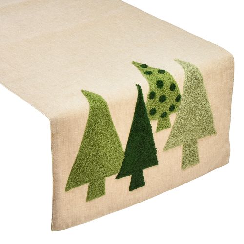 Article Chemin de table Noël sapins vert 140x41,5cm