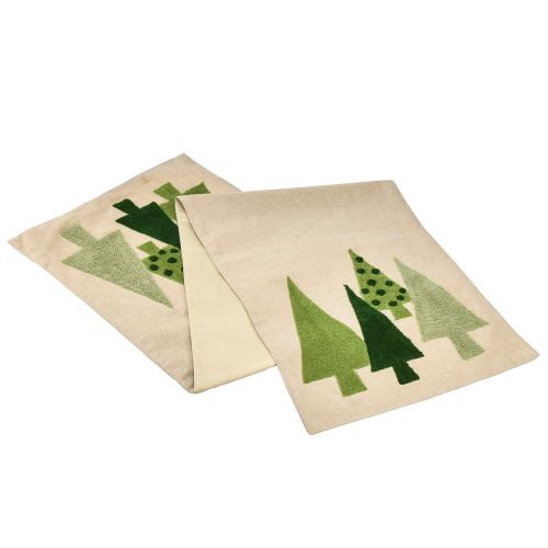 Article Chemin de table Noël sapins vert 140x41,5cm
