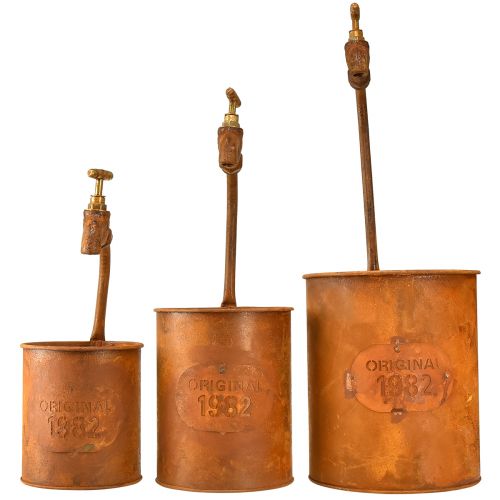 Article Jardinière Décorative Patine Métal Avec Robinet H25/37/43cm Lot de 3 pcs