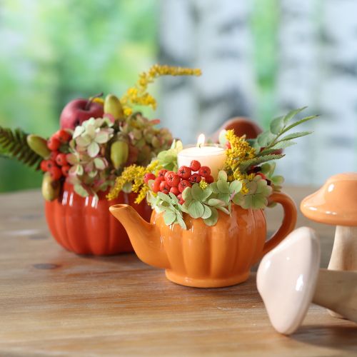 Floristik24 Pot de fleurs en céramique citrouille orange Ø9,5 cm H6,5 cm 4 pièces