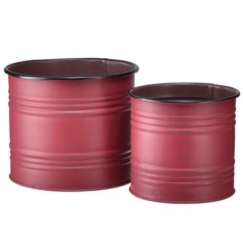 Floristik24 Jardinière Métal Métal Pot de Plante Vintage Rouge Marron Ø12/9.5cm Lot de 2