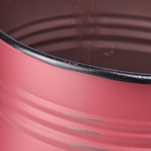 Article Jardinière Métal Métal Pot de Plante Vintage Rouge Marron Ø12/9.5cm Lot de 2