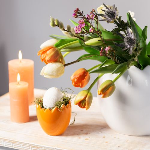 Grand pot de fleurs en céramique blanc en forme d&#39;œuf de Pâques, 20 x 18 cm