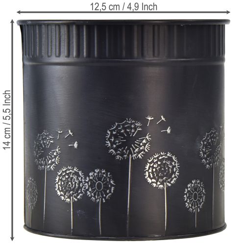 Article Pot de fleurs pissenlit, noir, Ø 12,5 cm, H 14 cm