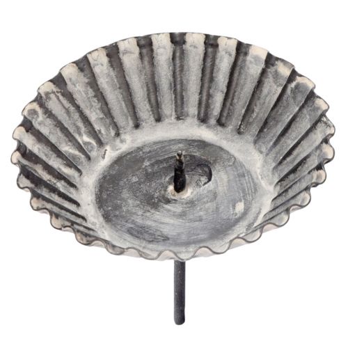 Article Bougeoir vintage pour bougies piliers à insérer gris Ø8,5cm 4 pièces